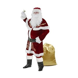 Ahititi Costume da Babbo Natale per Uomo Set di 12 Pezzi Cosplay Festa di Natale per Adulto