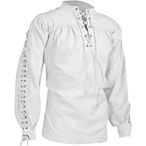 Camicia Pirata Uomo Medievale - Maniche Lunghe, Stile Steampunk, Vittoriano, Per Cosplay E Feste