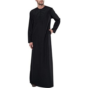 Saudi Arab Men Hooded Kaftan Long Sleeve Dishdasha Muslim Thobe Jubba Men Robe e