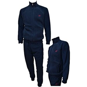 Lotto Tuta FELPATA Uomo Calze Tennis Omaggio - Tuta Sportiva Autunno Inverno Con ZIP Intera Cotone Felpato (IT, Testo, M, Regular, Regular, GRIGIO 2015 - Foto 9