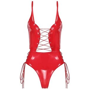 Freebily Body In Pelle Donna Sexy Seno Nudo Tuta Sexy Ecopelle Erotico Lingerie Latex Sexy Donna