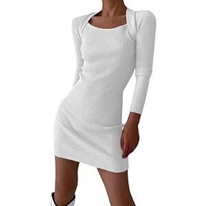 Mini Abito Donna Maglia Autunno Inverno 2024, Maniche Lunghe Scollo A V Con Fiocco, Elegante E Aderente, Per Feste E Cerimonie