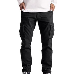 VANVENE Pantaloni Cargo Da Lavoro Da Uomo, Leggeri, Casual, In Cotone, Con Elastico In Vita, Con