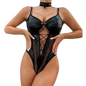 Set Di Lingerie In Pelle Sexy Da Donna Con Anello A Mano Collegato A