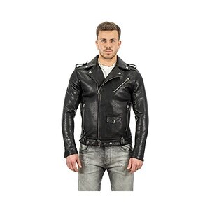 Uomo Vintage Nero Brando " Live To Ride " Goffrato Aquila Pelle Biker Giacca - Foto 3