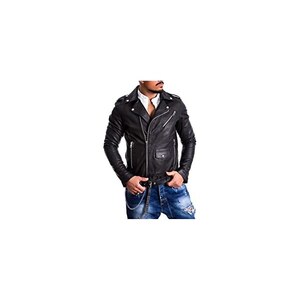 Giubbotto Uomo In Ecopelle Stile Biker Vintage, Giacca Moto Casual, PRJN