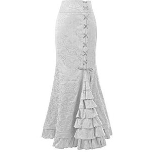GORGLITTER Gonna Midi Attillata A Vita Alta Con Orlo Ondulato - Elegante Gonna A Coda Di Pesce Per Donna - Taglie XS-L