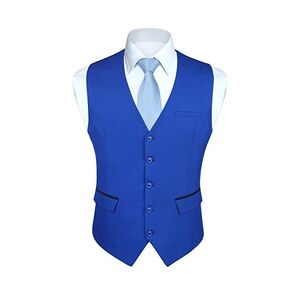 DONGD Gilet Uomo Formale: Panciotto Da Abito E Smoking, Scollo A V, Con 3 Tasche E Cinturino Regolabile, Per Matrimoni E Cerimonie - 2