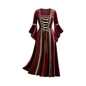 Donna Medievale Abito Lungo Bell Maniche Costume Halloween Cosplay Party Retro