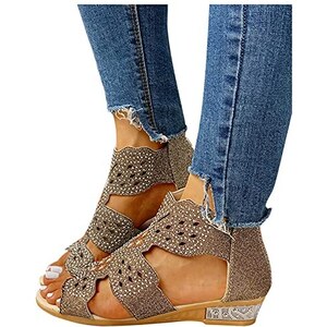 KAMEIMEI Abito da sera da donna, ballerina, sandali con tacco piatto, sandali da donna, con