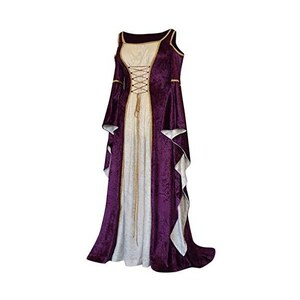 OMZIN Abito Vittoriano A Maniche Corte – Vestito Medievale Con Vita Alta E Colletto Quadrato – Per Rievocazioni, Halloween, Ballo E Uso Quotidiano