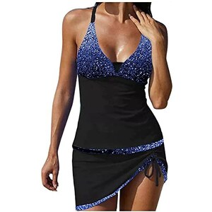 Costume da bagno tankini da donna, 3 pezzi, taglie forti, push up, racerback, con top bikini, set a vita alta, controllo della pancia, atletica, sport, nuoto, spiaggia, costume da bagno, Verde, S