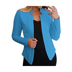 Giacca Nautica Jeans Donna – Modello Capitano In Maglia Aperta Sul Davanti, Blazer Casual, Colore Unico - 5