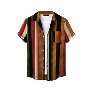 Dubinik Fibra Di Bambù Camicia Uomo Manica Corta Casual Quadretti Comoda Bottoni Automatici Cowboy Western Vintage Camicia 119871151