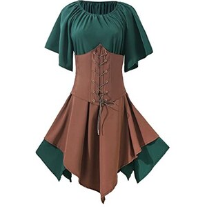 Abito da strega vintage da donna, medievale rinascimentale, costume con cappuccio per Halloween, vampiro e strega
