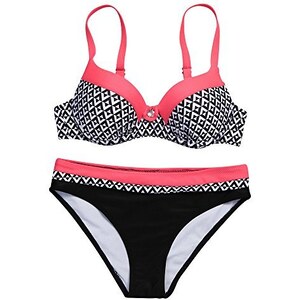 JASAMBAC Bikini Donna A Vita Alta – Top Canotta Con Imbottitura, Tessuto A Coste Elasticizzato, Morbido E Sportivo, Per Spiaggia E Piscina