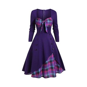 Aoseiens Abito Da Donna Anni '50, Rockabilly, Abito Lungo Per Feste E Halloween Gotico Colore Rosso L 122614212