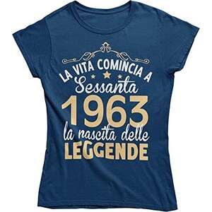Maglietta Divertente Fashwork - 100% Cotone, Idea Regalo Per Chi Compie 62 Anni Nel 1963, Donna