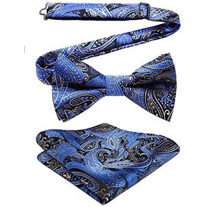 Set Cravatta Formale Completo Set 3 Papillon Classici Uomo Con Fazzoletto - Seta Jacquard Per Matrimonio E Smoking Papillon Seta Jacquard Smoking - Foto 10