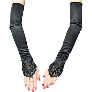 Guanti Donna Lunghi Guanti Lunghi Da Donna In Velluto Per Feste Anni '20, Opera, Cene E Matrimoni, Guanti Elasticizzati Da Donna Da 50,8 Cm, Nero , Etichettalia Unica Guanti Viola Jessica Rabbit
