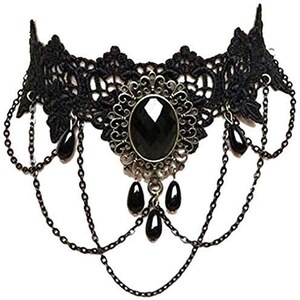 Collana Punk Nera A Spuntoni Metallo Gotica Multistrato Borchie