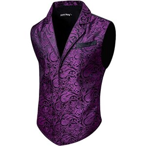 Giacca E Gilet Da Smoking Da Uomo Motivo Paisley Nero - Foto 10