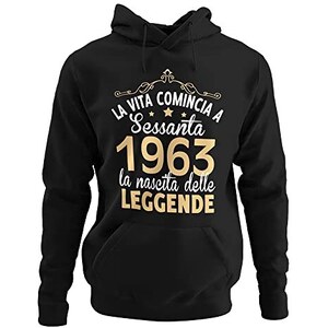 Felpa Con Cappuccio Per 40° Compleanno - Uomo Grigio Taglia XL - 80% Cotone 20% Poliestere