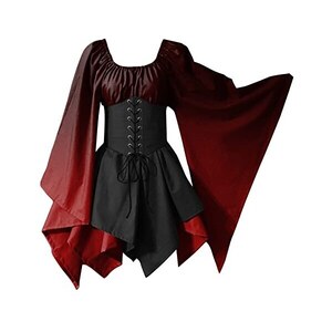 Abito Donna Vittoriano In Raso - Costume Medievale Con Maniche Svasate, Per Feste E Cosplay - Foto 8