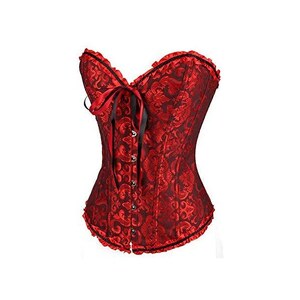 Corsetto Rinascimentale Donna SCARLET DARKNESS - Floreale Con Lacci E Stecche - Foto 12