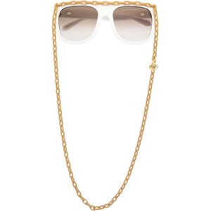 Linda Farrow - Occhiali da Sole Cat Eye 809 C7 - Oro Bianco - Linda