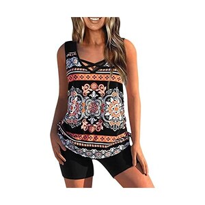 SamMoSon Top in Bikini A Manicotto V Taglio Slip Bikini Stripsky Abiti da Bagno per Donne Bikini