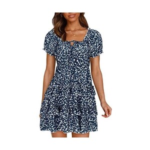 ABYOVRT Donna Vestiti Boho Floreale Abito Corto Estate Casual Maniche Corte Spiaggia Mini Vestiti Da Banchetto Vacanza A Verde M 118290843