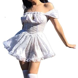 Abito Gotico Donna Corto Con Lacci - Corsetto In Pizzo, Stile Rinascimentale, Per Halloween E Cosplay