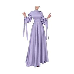 Abaya Bambina Con Hijab - Vestito Lungo Islamico Musulmano, Colletto In Pizzo, Tessuto Morbido - Foto 2