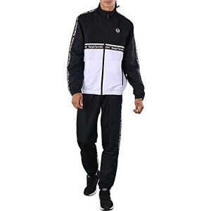 Sergio Tacchini Giacca Sportiva Mono Logo – Nera, Chiusura Zip, Logo Ricamato, Tasca Funzionale, Stile Vintage