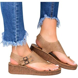 Generico Sandali Estivi Da Donna Eleganti Comode Estivi Sandals Leggere Punta Chiusa In Juta Espadrillas Regolabile Spiaggia Scarpe Da Sera Fibbia O Cinturini Alla Caviglia Traspirante Sandalo