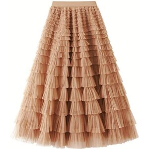 Daysskk - Gonna in tulle da donna, linea A, maxi gonna, elastico in vita, lunghezza unica, bianco, M