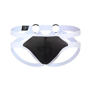 Duohropke Boxer Da Uomo Open Strapon, Senza Spalline, In Cotone, Con Taglio Out, Multicolore, Con Separatore, Bianco, M - Foto 4