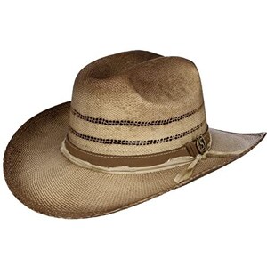 MAYSER Maxwell Western Cappello Traveller Paglia con Fascia Tessuto Prodotto in UE Uomo Primavera Estate