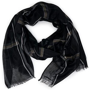 Bugatti Sciarpa Uomo A Quadri Cashmink - Morbida E Calda 35x200 Cm - Accessorio Invernale Ipoallergenico - Prodotta In Germania