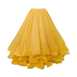 Jupe Circulaire Complète En Satin Jaune Vert TMS Danse Du Ventre Jupe - Foto 13