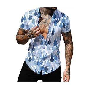 HUNTFAMI Camicia Uomo Manica Corta Con Bottoni - Stampa Hawaiana Estiva - Casual, Unisex, Dalla S Alla 5XL
