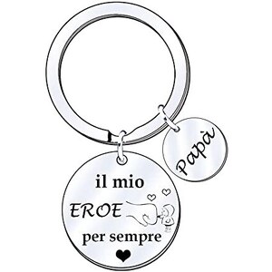 Portachiavi Festa Del Papà - Ciondolo Albero Con Dedica 'Sei Il Mio Eroe' - Foto 2