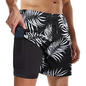 Costume Da Bagno Uomo 2 In 1 - Pantaloncini Surf Con Interno Compressione 495711