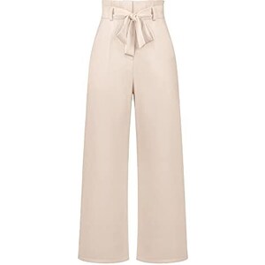 Pantaloni di lino da donna a palazzo fluidi a vita alta