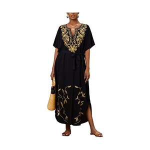 Loungewear Boho Caftano Donna In Cotone - Kimono Oversize Per Casa, Spiaggia E Copricostume, Taglia Unica - Foto 12