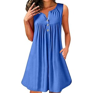 Beyove Camicia da donna senza maniche, in chiffon, con scollo a V, elegante, a doppio strato, estiva, vestibilità ampia, Indaco, S