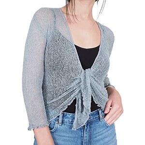 Cardigan Donna Bolero Manica 3/4 - Coprispalle Leggero Per Spiaggia, Ufficio E Feste