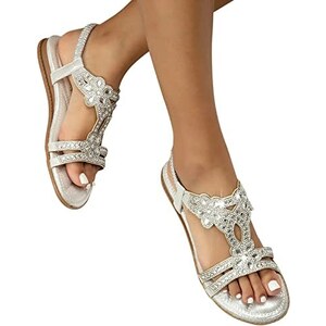 Funplus Sandali con Zeppa da Donna Scarpe estive con Punta Chiusa