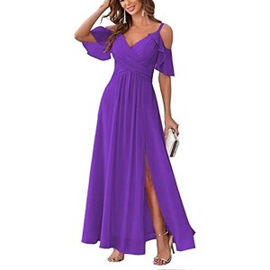 FEAPHY Abito Vintage Gotico In Chiffon Per Donna: Scollo A V, Spalle Scoperte, Maniche A Pipistrello E Vita Alta (Taglie S-2XL) - 3